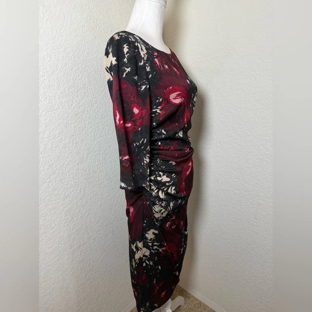 Tracy Reese Anthropologie Floral Paintbrush Watercolor Silk Crepe‎ Dress S 10